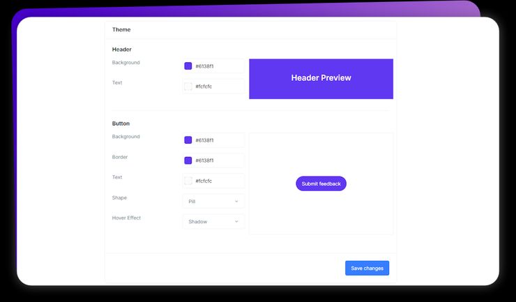 Application screen showing option to customise the Submit button