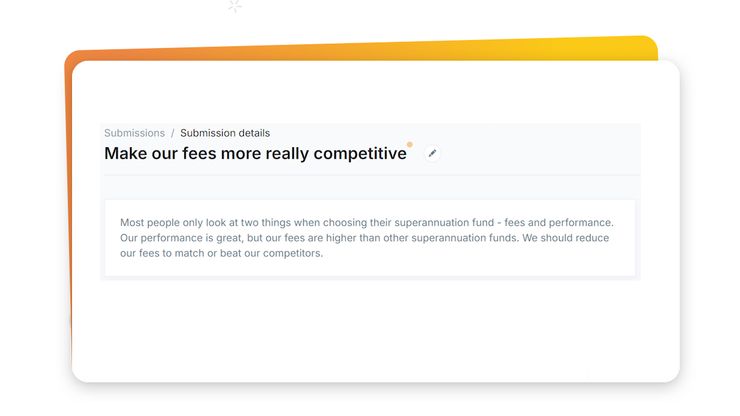 Application screen showing the change indicator after a submission's subject has been updated