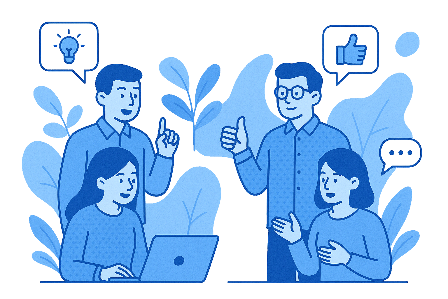 People providing feedback and asking questions